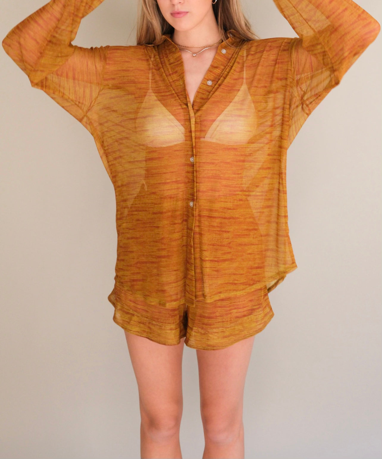 Burnt Orange Ashely Mesh Shirt