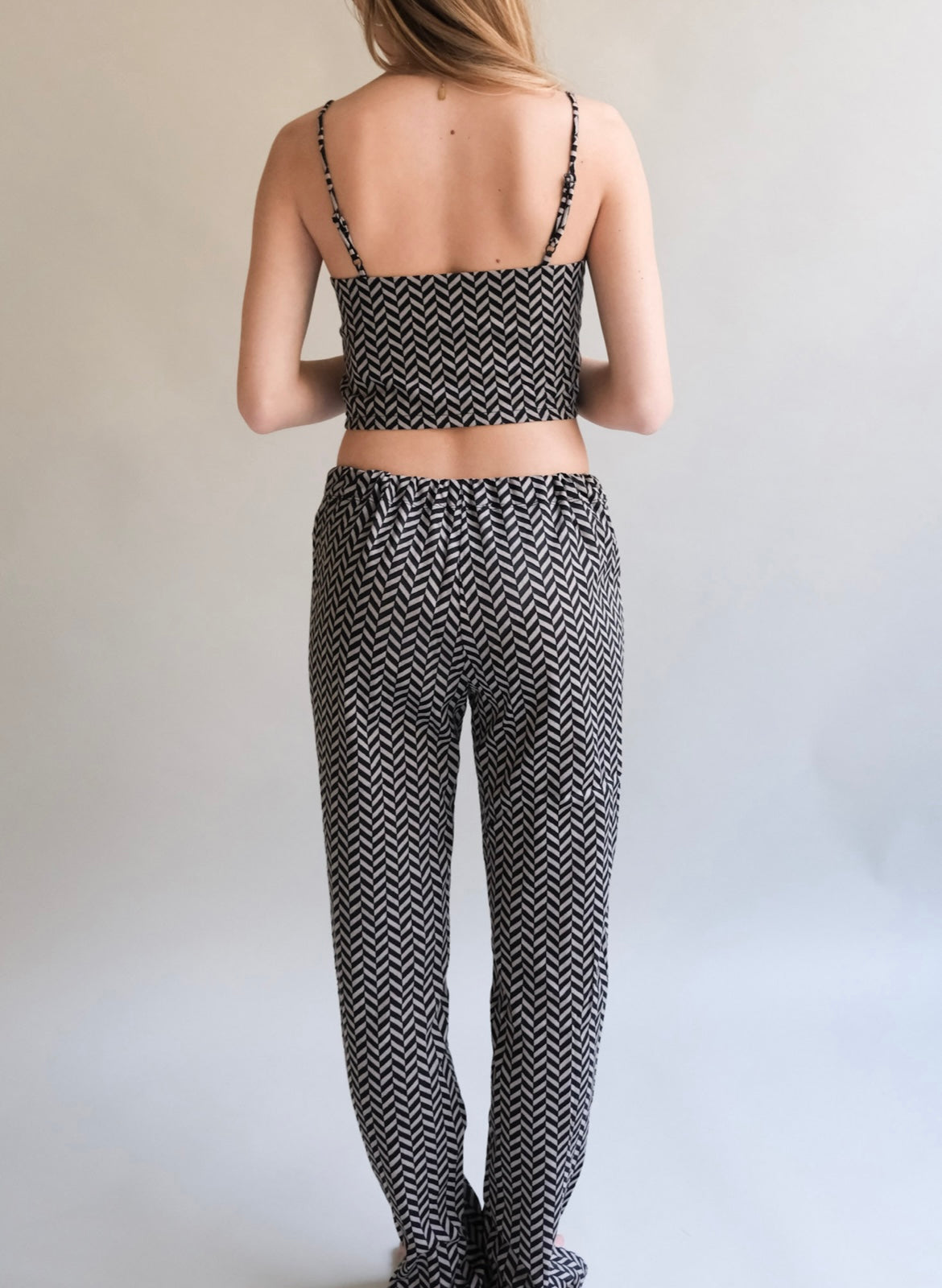 Black Beige Zig Zag Beach Pants
