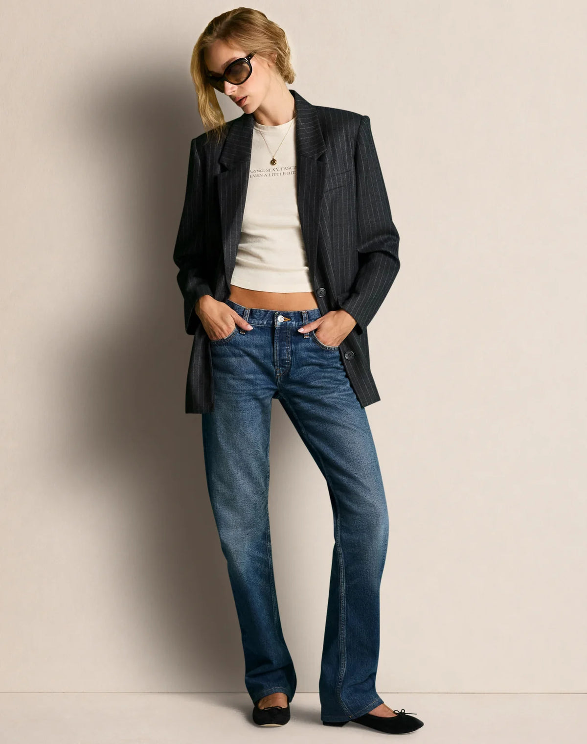 Grey Pinstripe Didion Blazer
