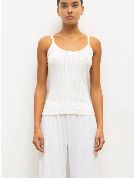 Pointelle Classic Tank Top in White