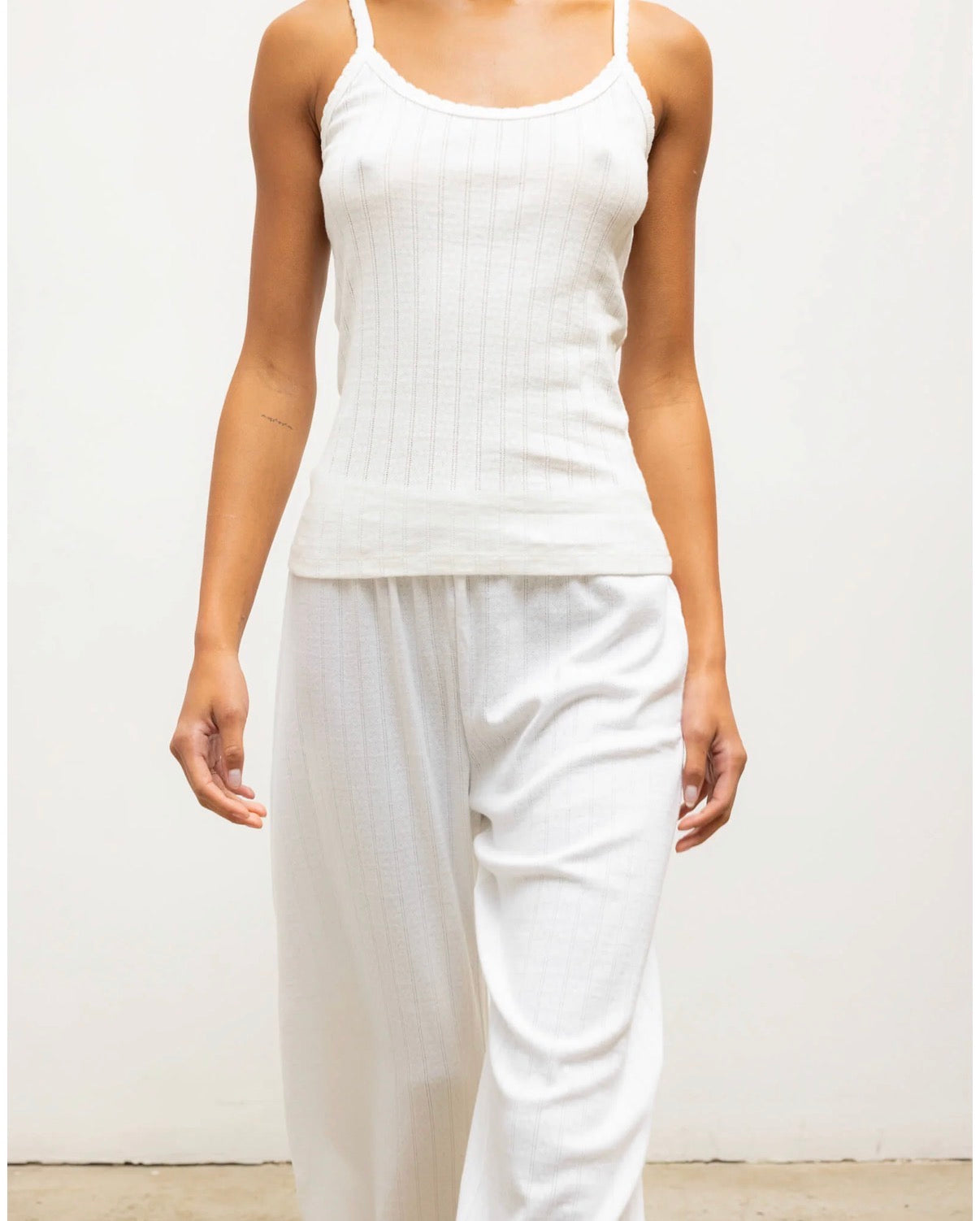 Pointelle Classic Tank Top in White