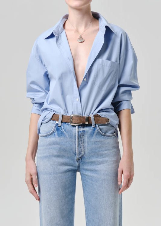 Thea Boyfriend Shirt in French Blue