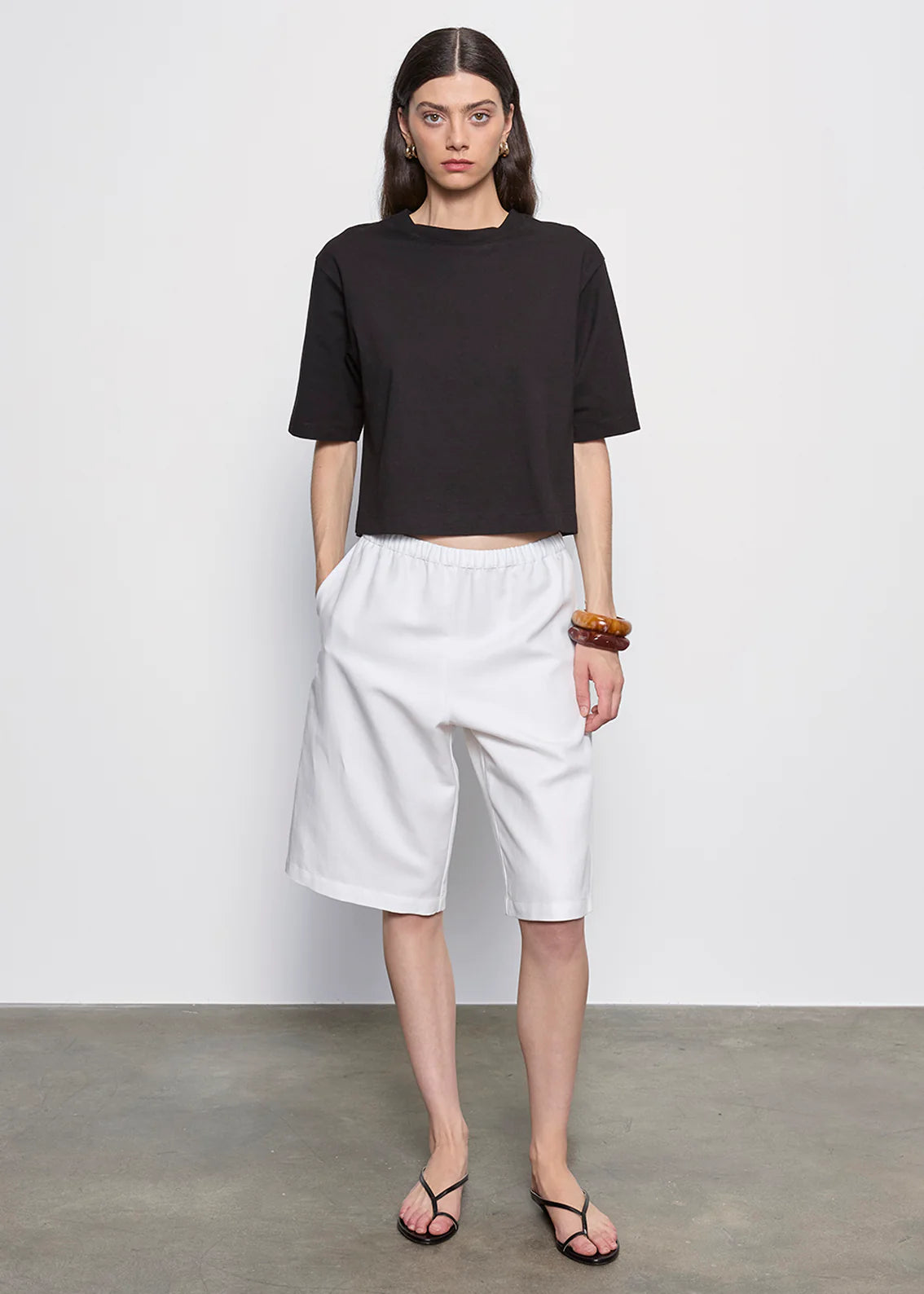 Twill Bermuda Short in Off White
