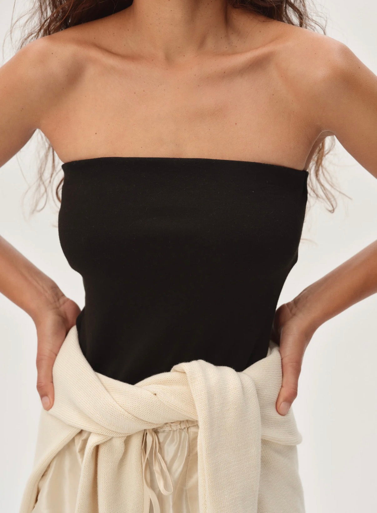 The Baby Rib Tube Top in Jet