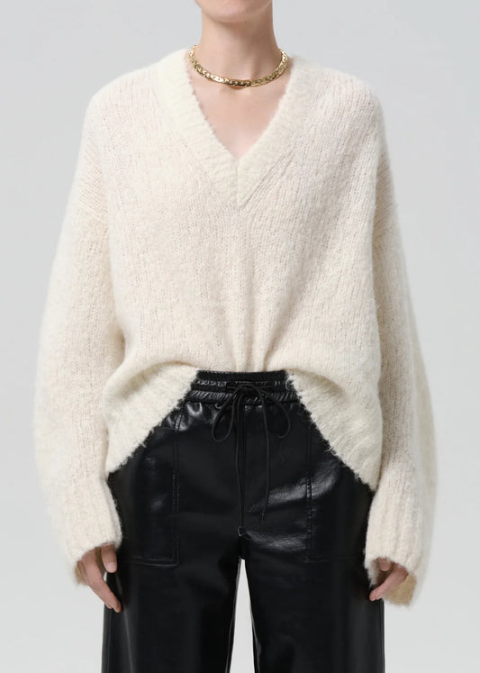 Cassidy Boucle Pullover Sweater in Cream
