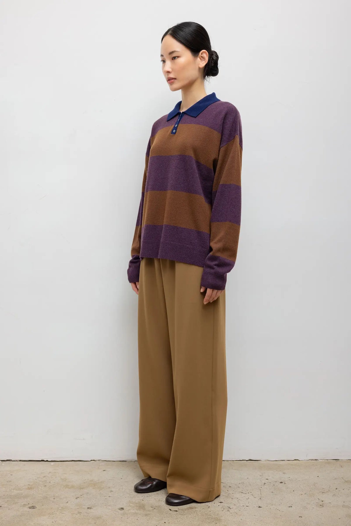 Zoe Rugby Polo in Raisin/Bark/Indigo
