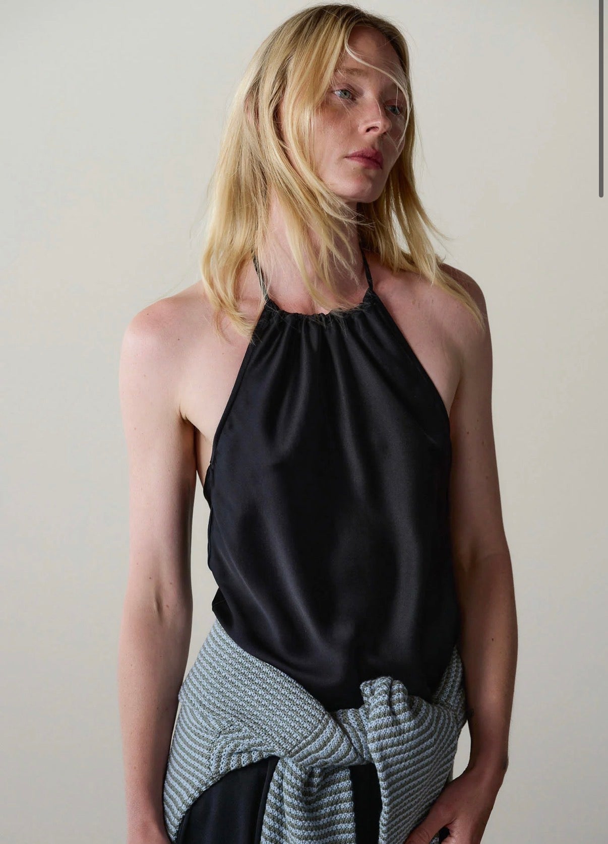 The Silk Halter Top in Jet