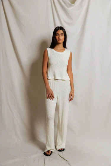 Kala Summer Mesh High Neck Crop Tank in Natural