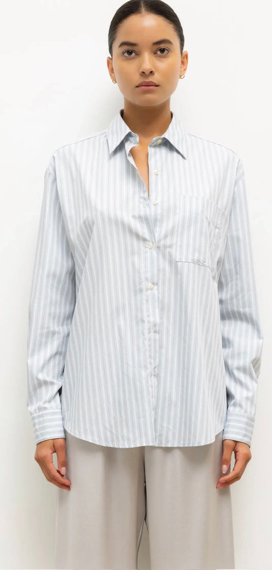 Yoshi Stripe Classic Button Down in Sterling Stripe