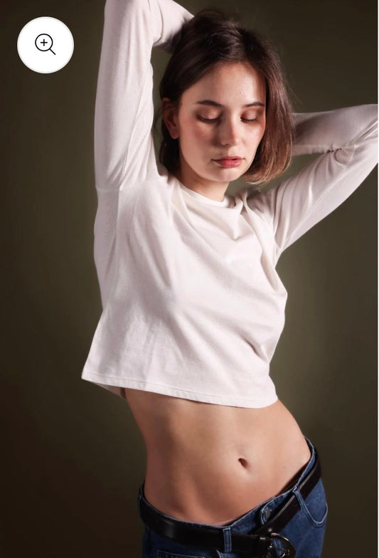 Basic Long Sleeve T Shirt in White