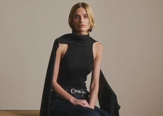 Scarf Tie Top in Black