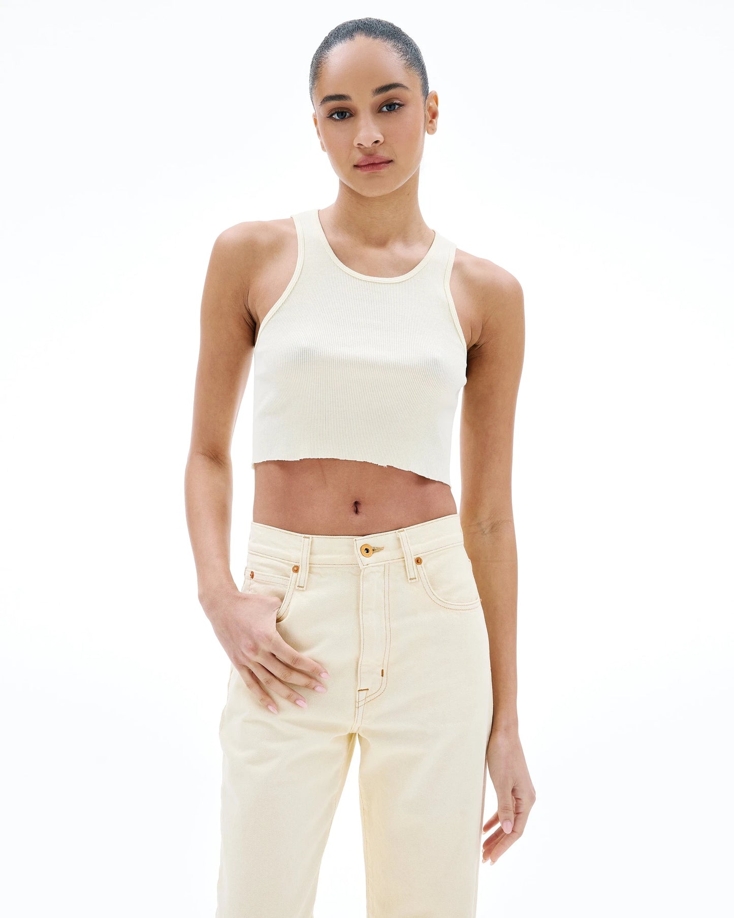 Cropped Tank Rib in Paradise Yellow
