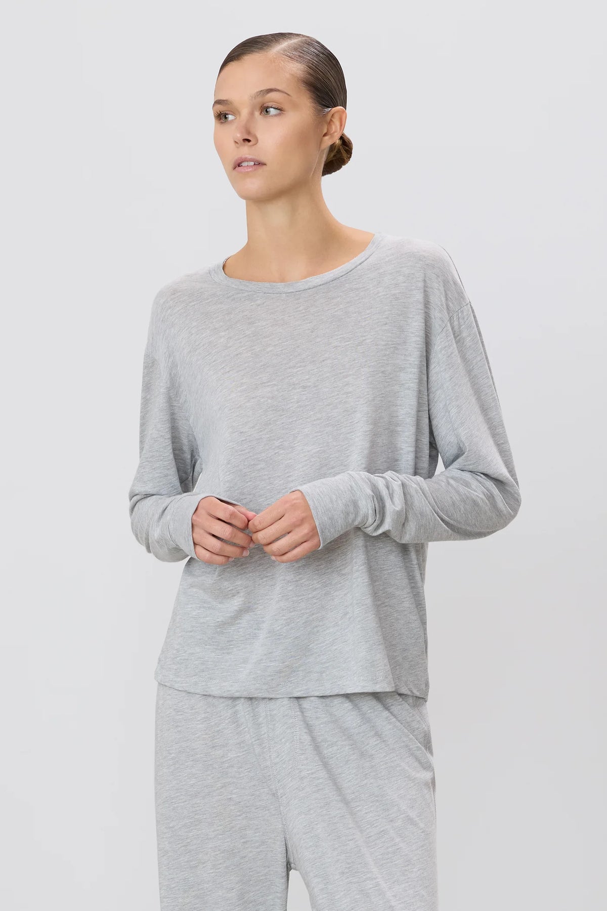 Long Sleeve Boyfriend T-Shirt in Heather Grey