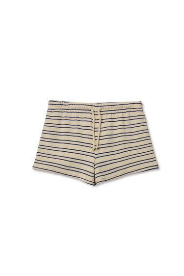 Summer Loop Terry Sweat Shorts in Natural/Chocolate Stripe