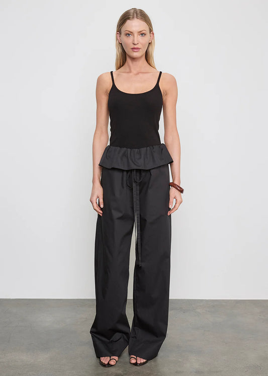 Cotton Peplum Pant in Black