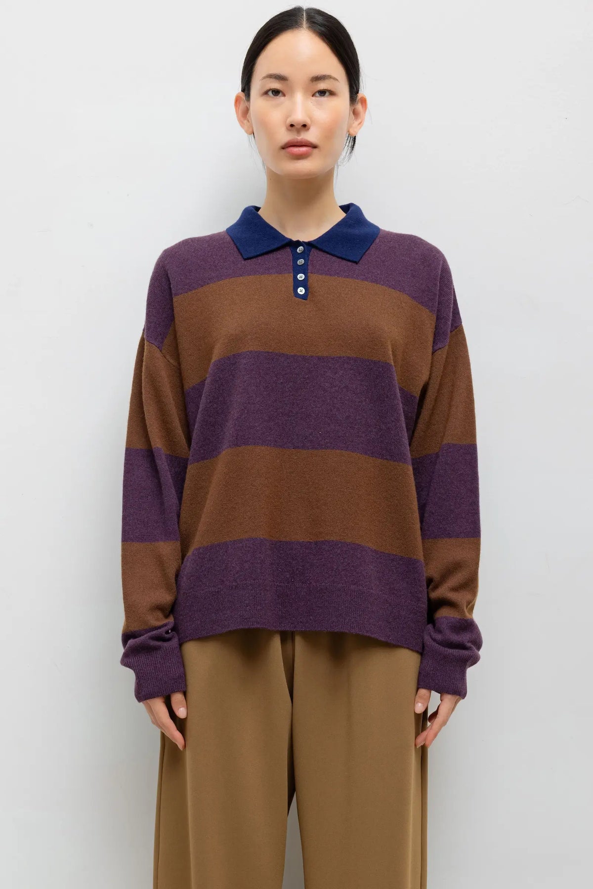 Zoe Rugby Polo in Raisin/Bark/Indigo