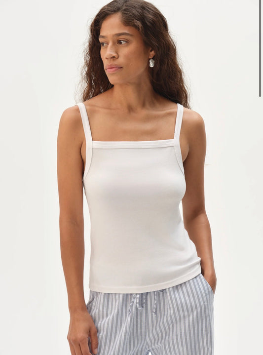 The Baby Rib Square Neck Tank in Powder
