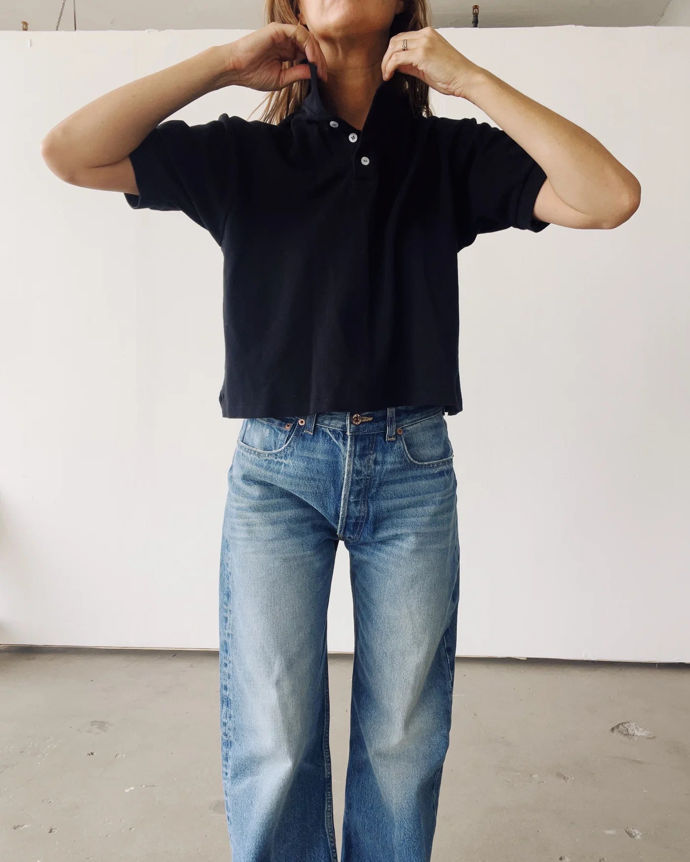 The Boxy Polo in Black