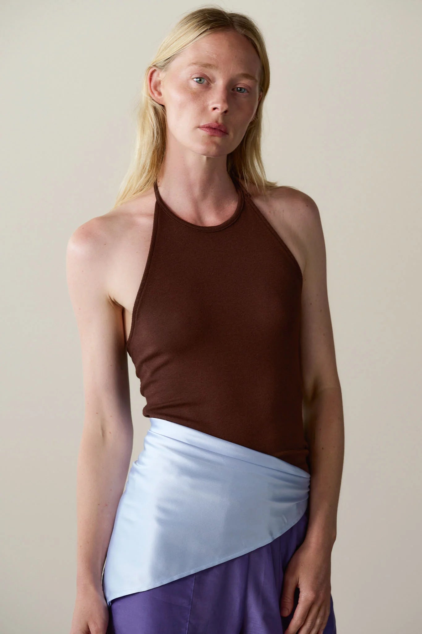 The Baby Rib Halter Top in Walnut