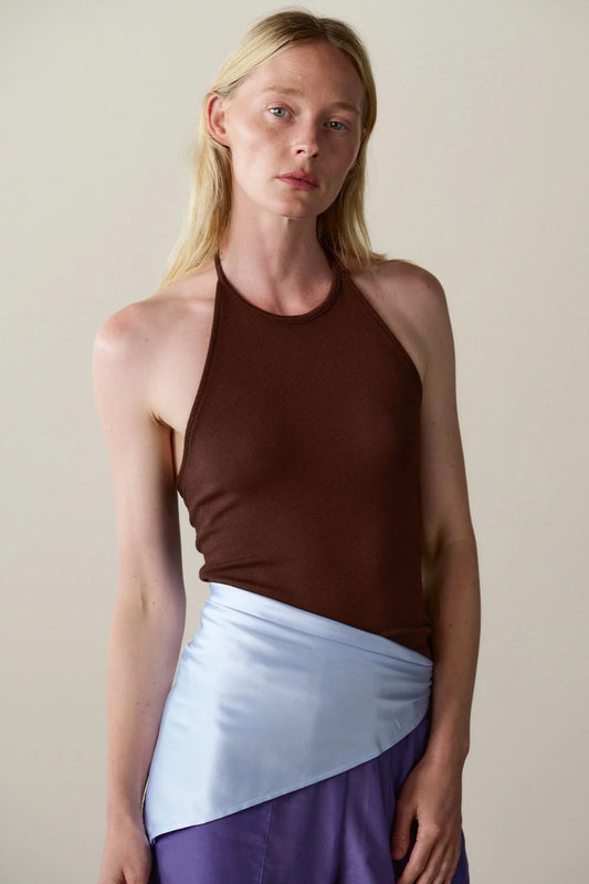The Baby Rib Halter Top in Walnut