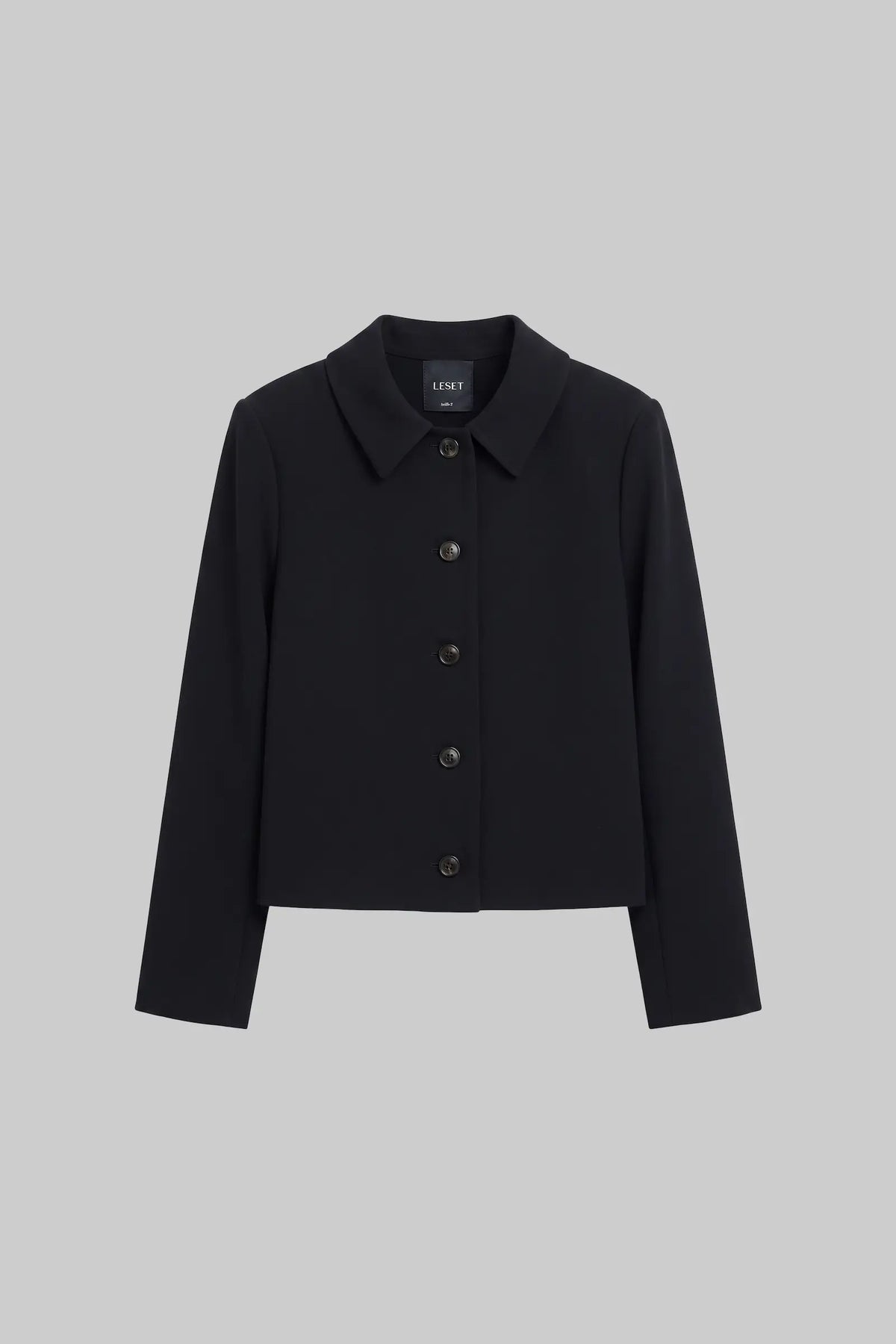 Arielle Bonded Collared Jacket in Black