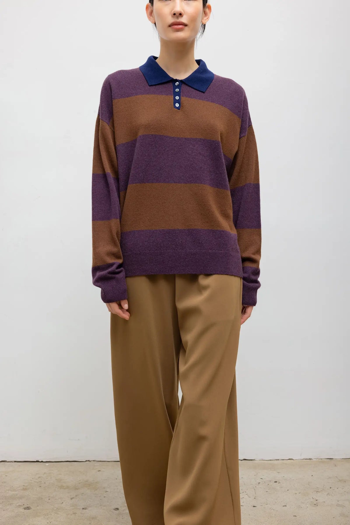 Zoe Rugby Polo in Raisin/Bark/Indigo