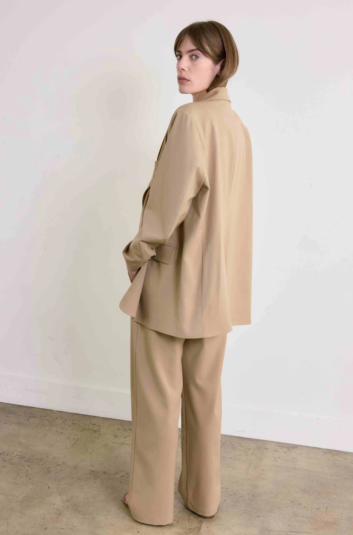 Oversized Double Button Blazer in Khaki