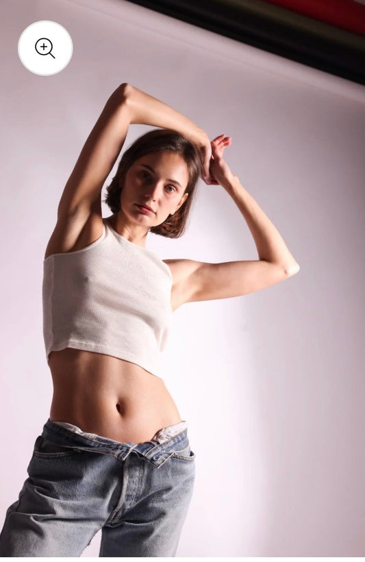 Basic Crop Tank in White