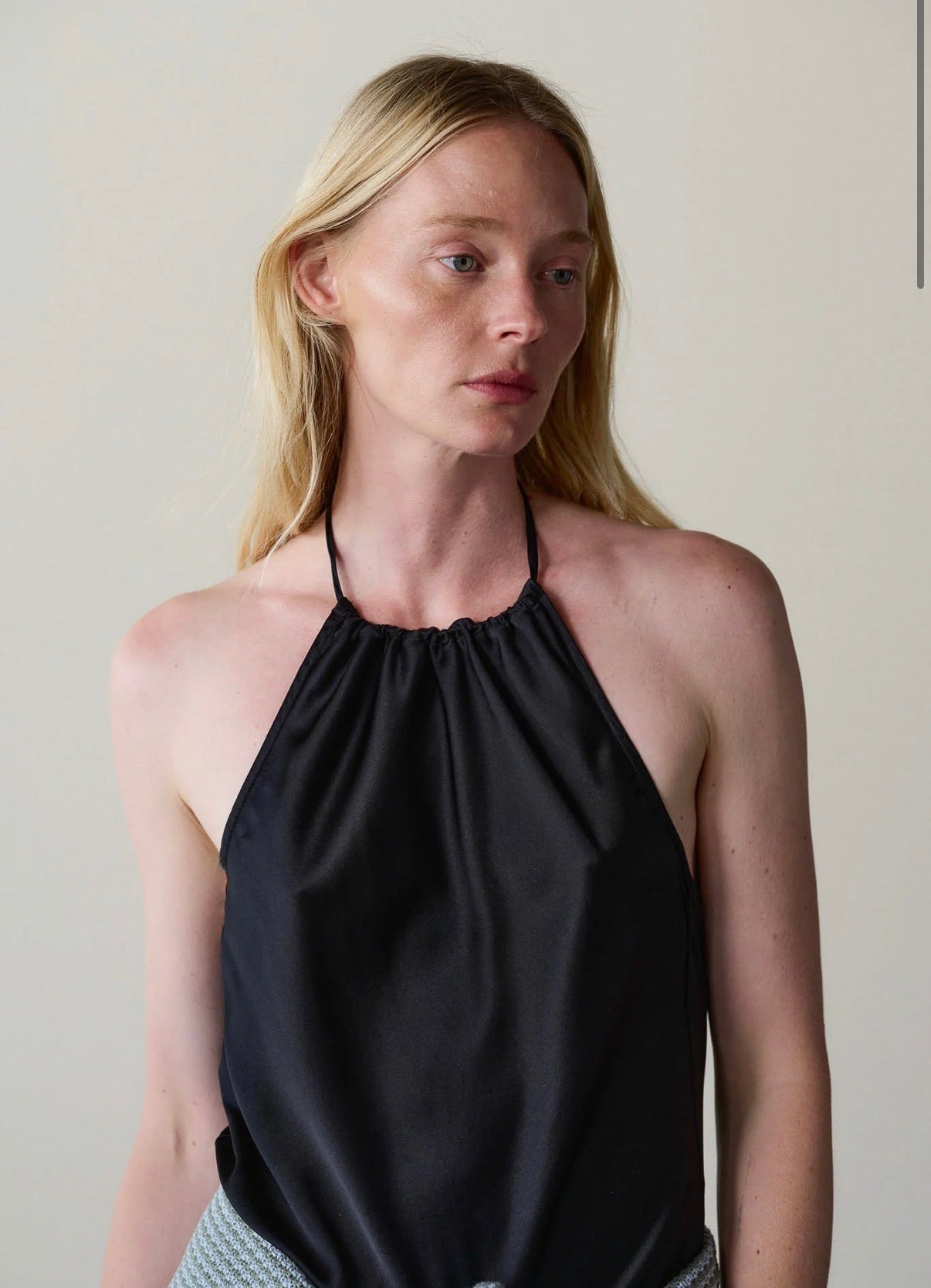 The Silk Halter Top in Jet