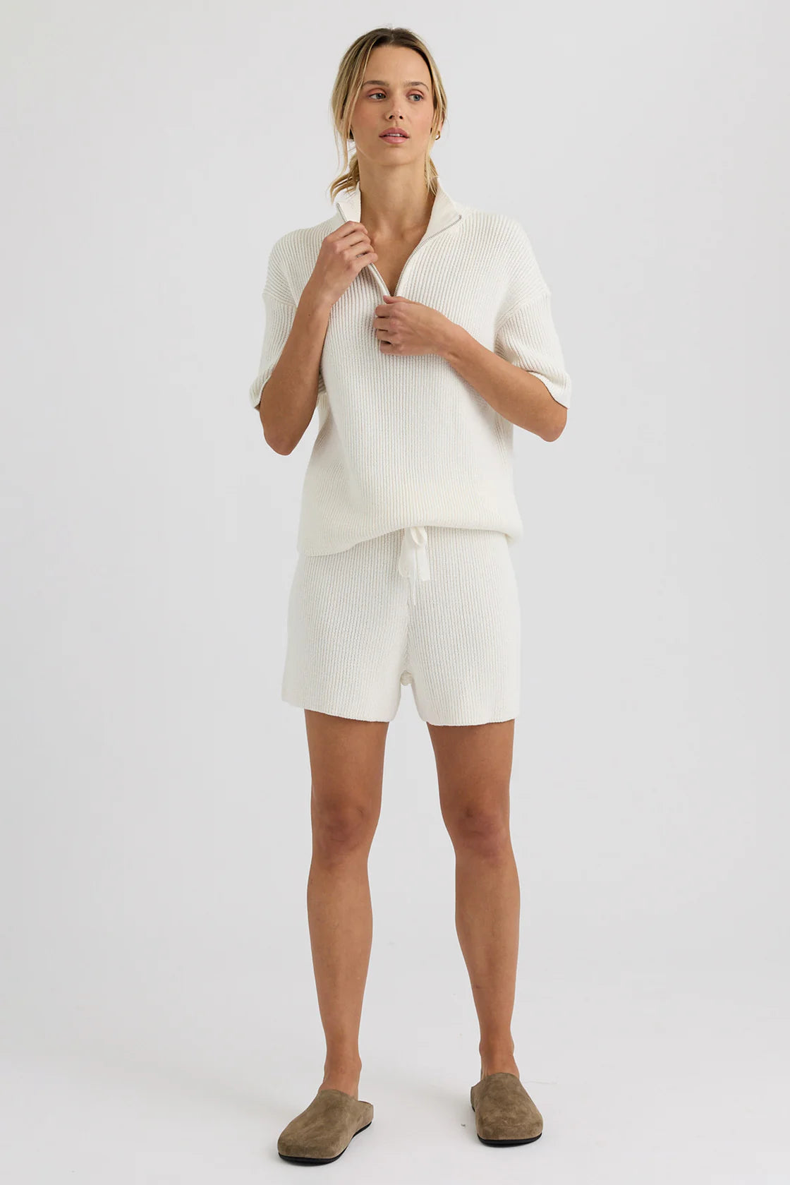 Graham Short Sleeve 1/4 Zip in Ivory