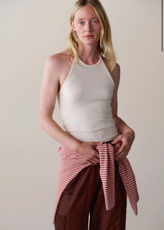 The Baby Rib Halter Top in Cream