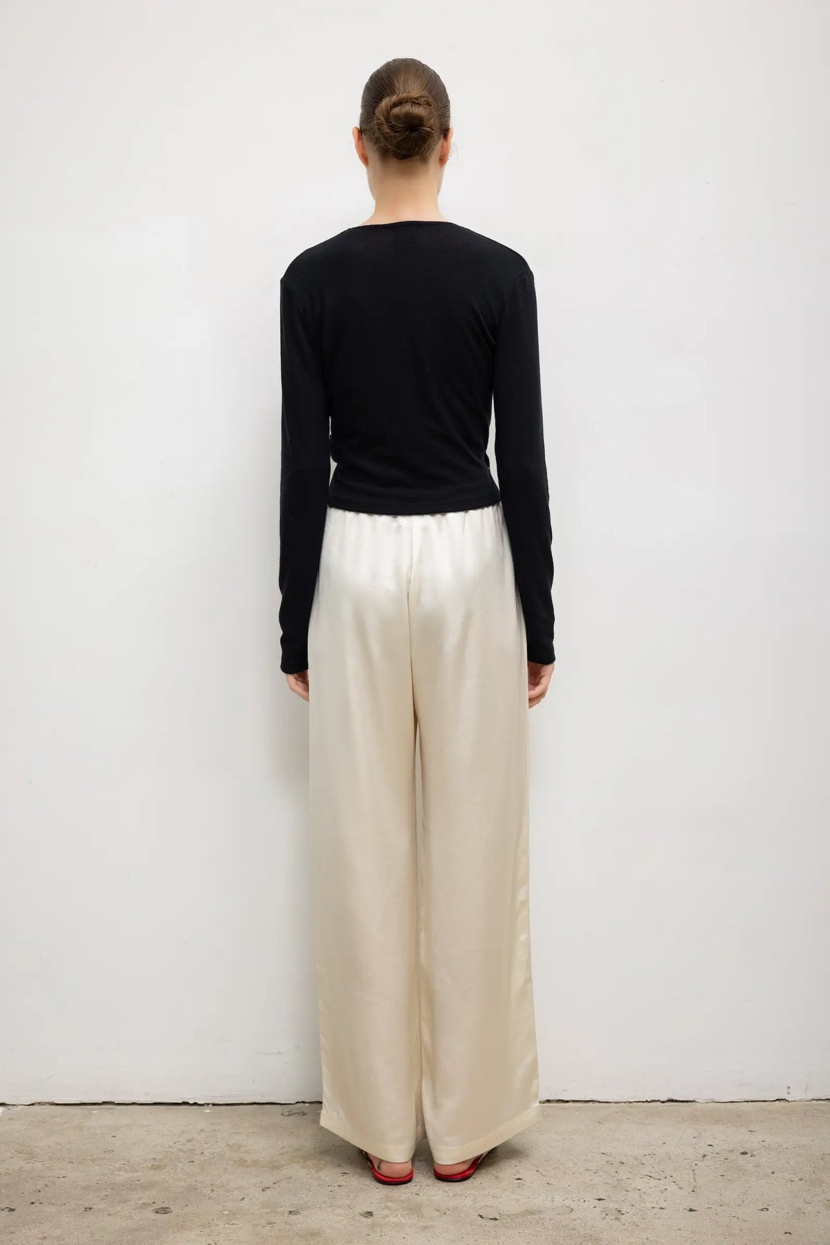 Lauren Crop Wrap Top in Black