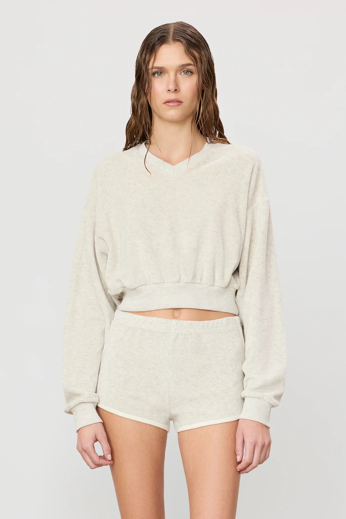 Mini Track Short in Light Heather Grey