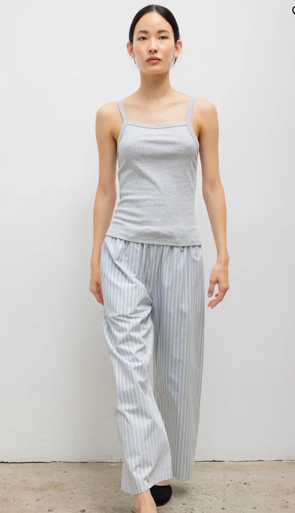 Nando Square Neck Tank in Light Grey Melange