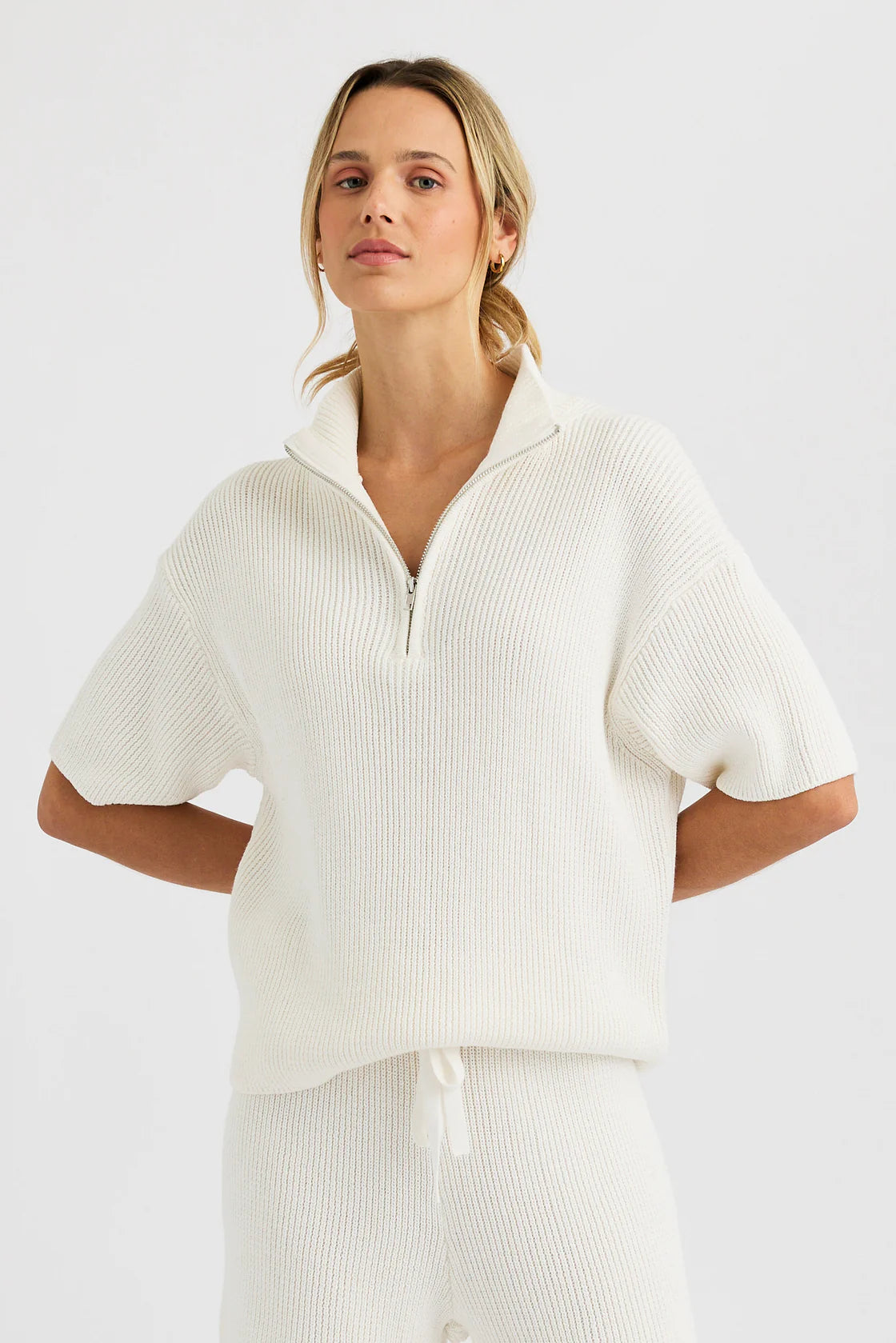 Graham Short Sleeve 1/4 Zip in Ivory