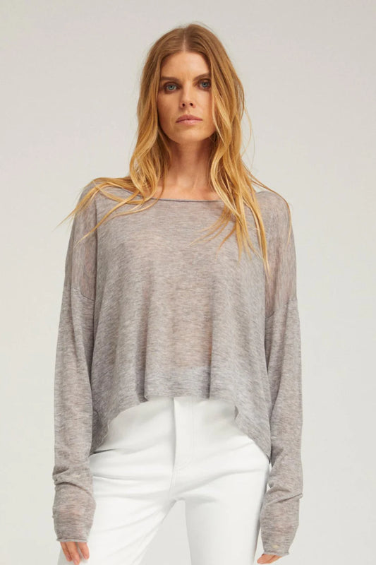 Off Shoulder Sweater in Light Heather Grey