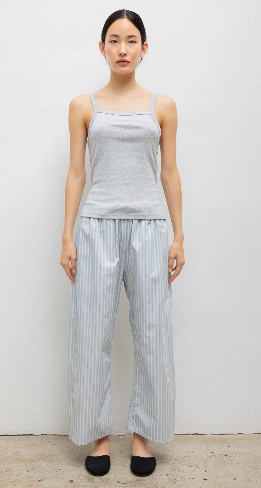 Nando Square Neck Tank in Light Grey Melange
