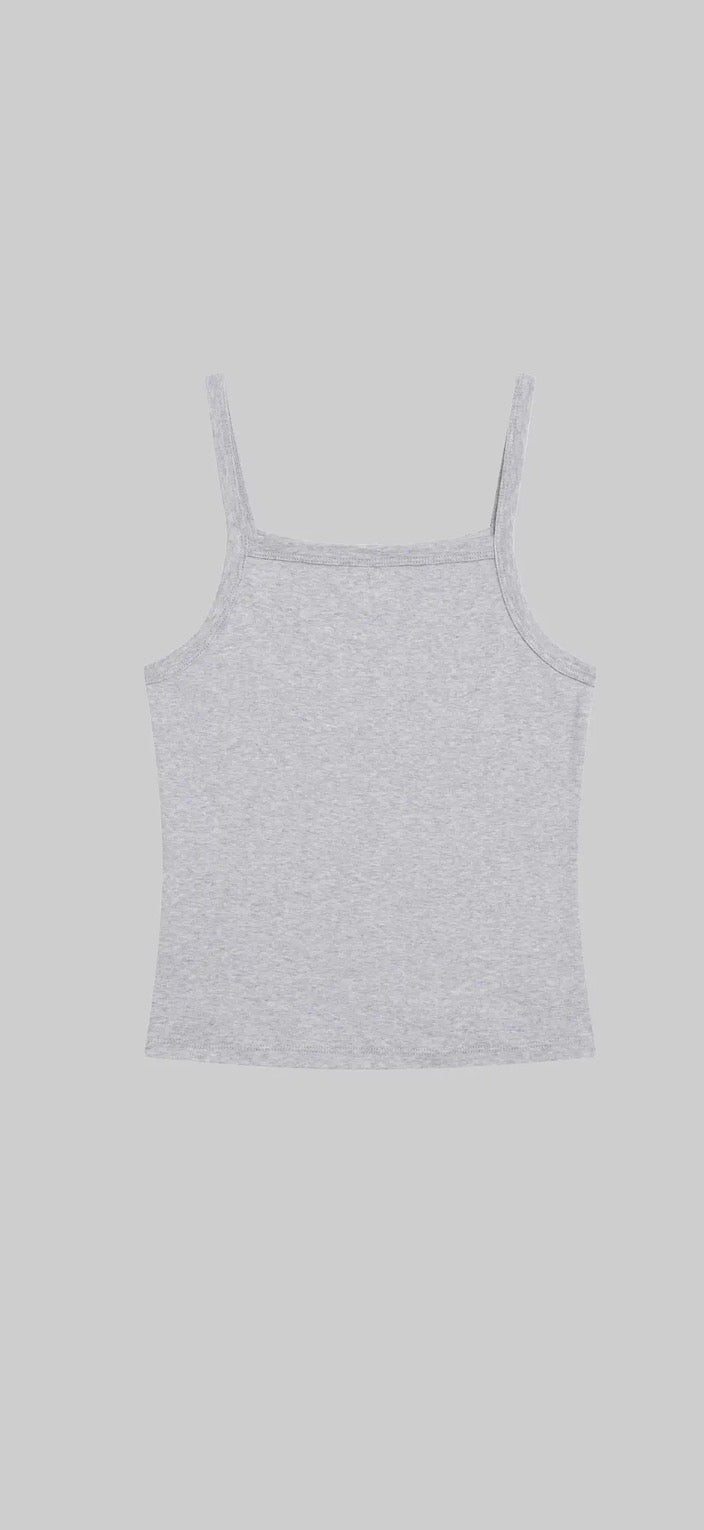 Nando Square Neck Tank in Light Grey Melange
