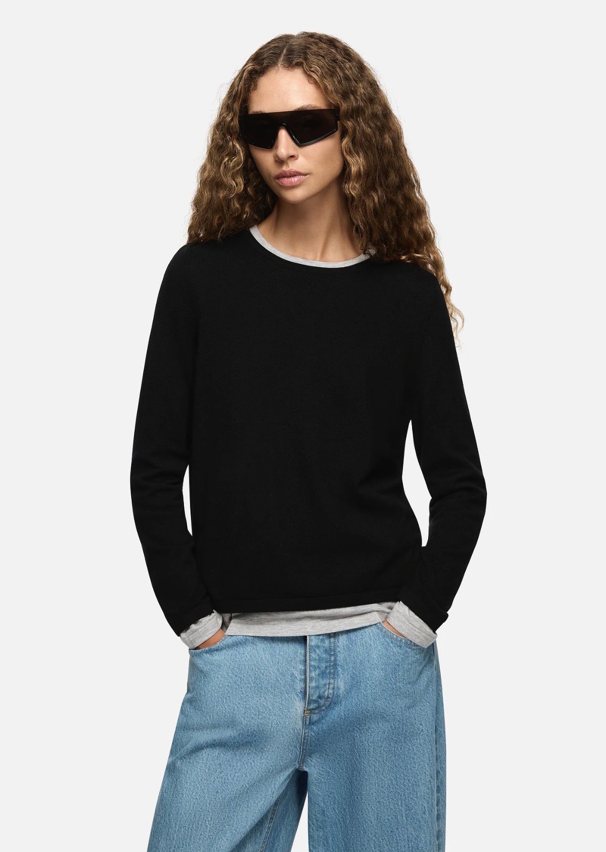 Amber Layered Sweater in Black