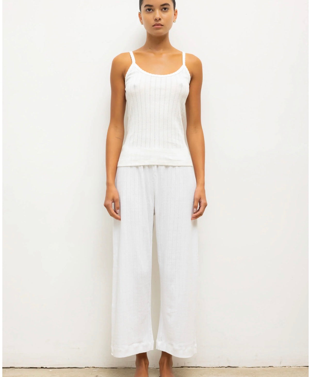 Pointelle Classic Tank Top in White