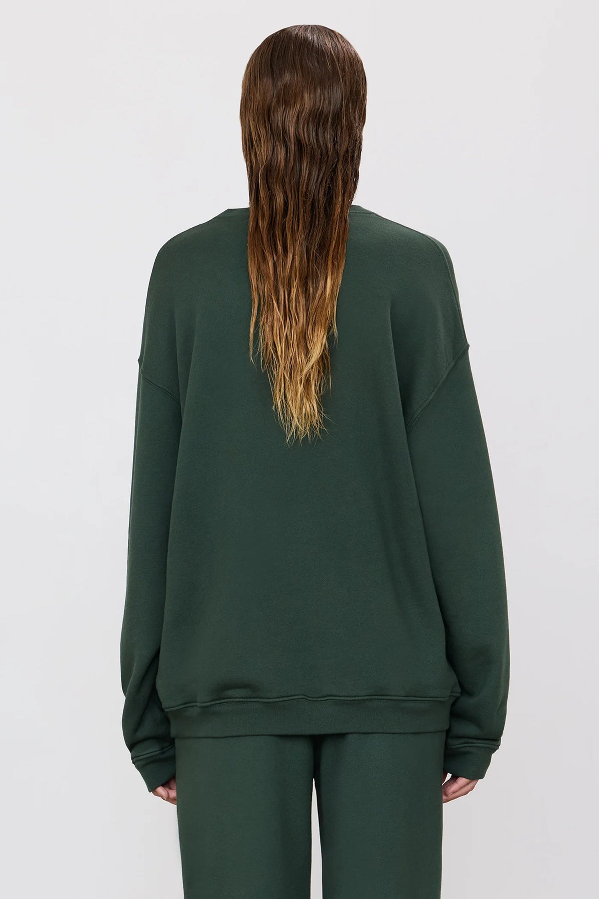 Oversized V-Neck Sweatshirt in Forest