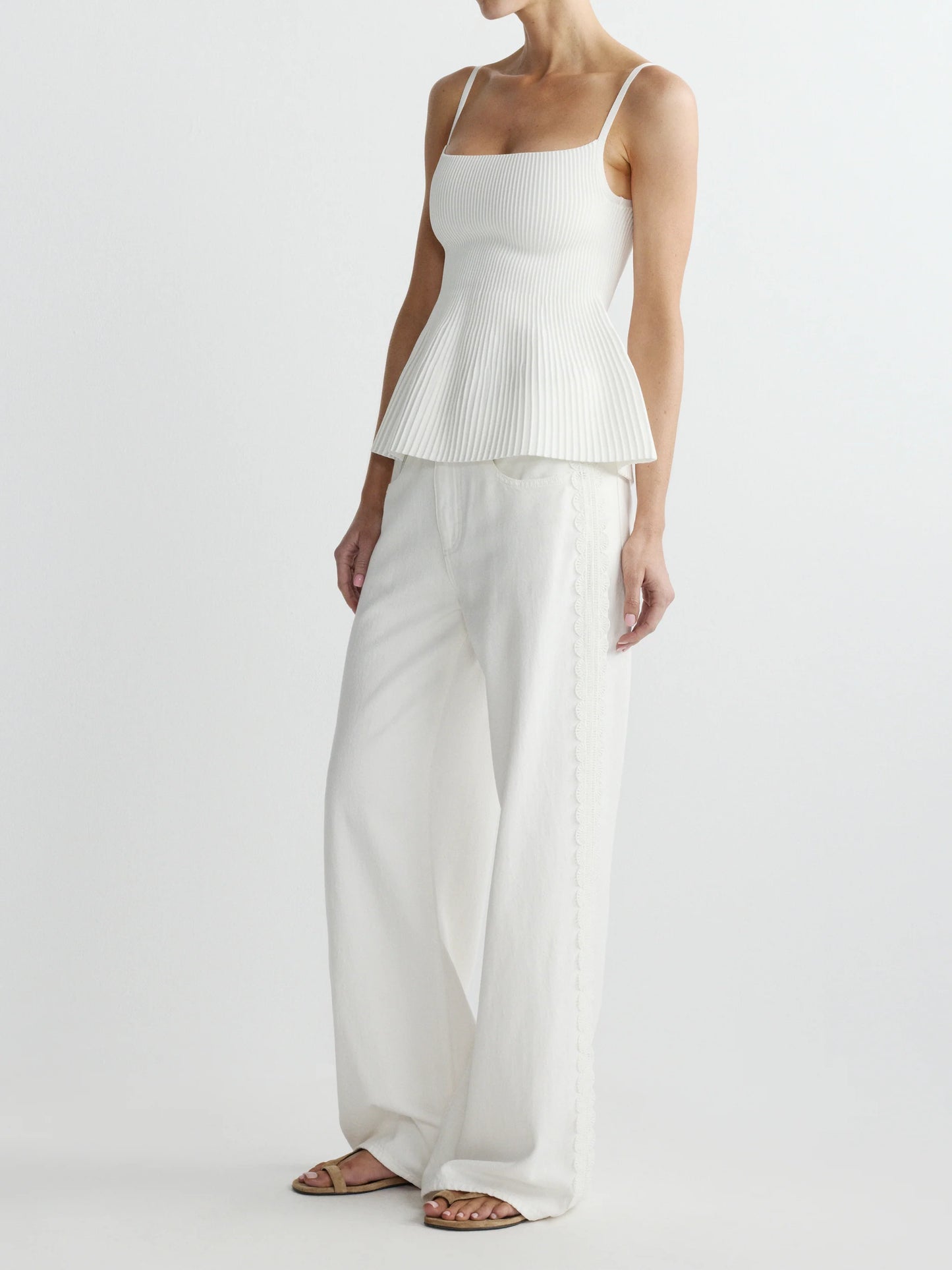 Alex Baggy Wide Leg in White Lace Aura