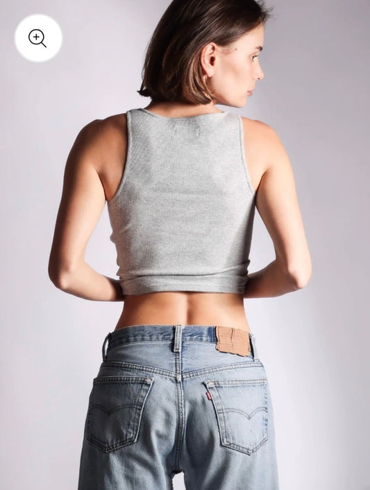 Basic Crop Tank in Gray