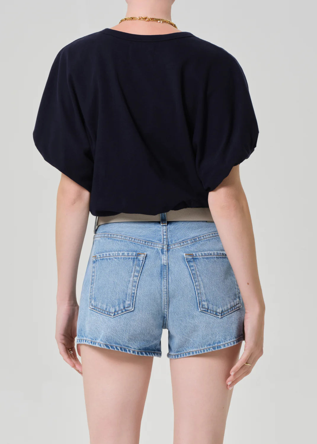 Gia Bubble Tee in Navy