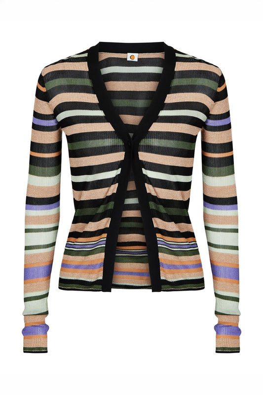 Ribbed Cardigan in Stripe