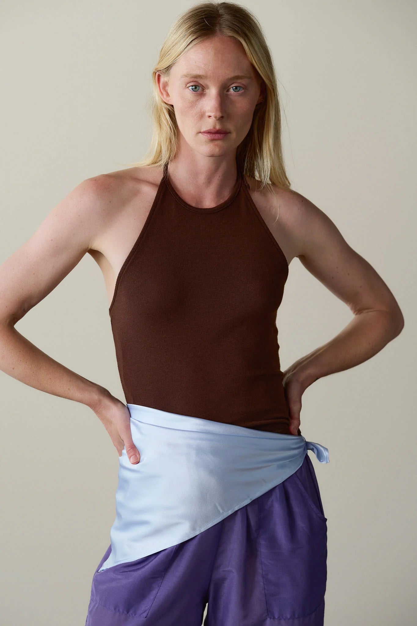 The Baby Rib Halter Top in Walnut
