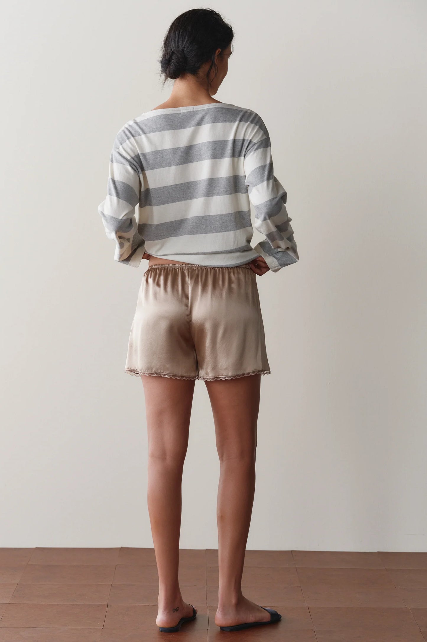 The Silk Lace Tap Short in Shitake