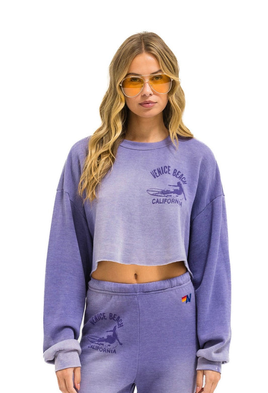 Venice Surfer Relaxed Crew Sweatshirt in Faded Grape