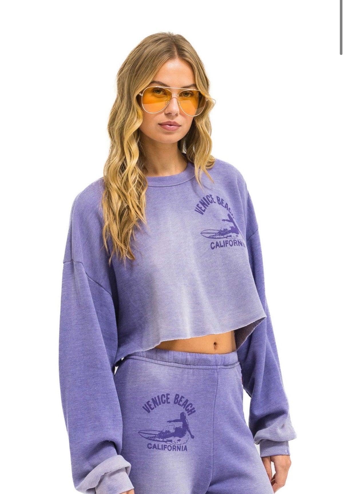 Venice Surfer Relaxed Crew Sweatshirt in Faded Grape