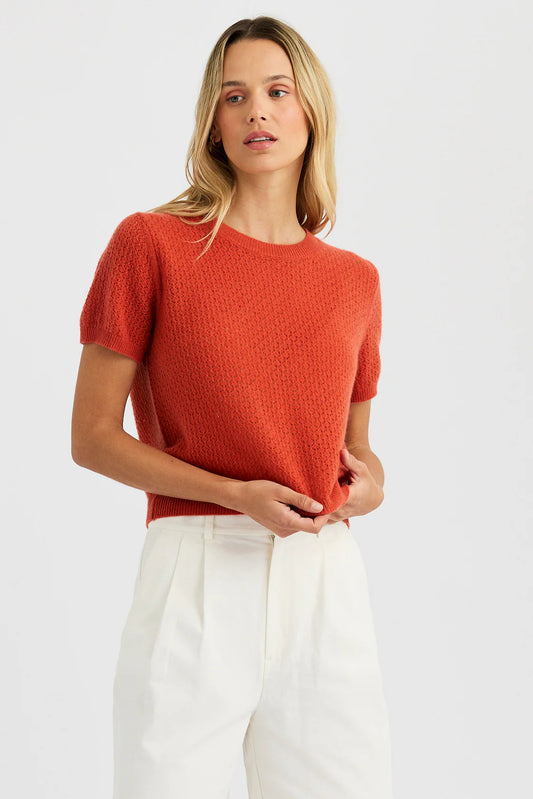 Jaqueline Cashmere Tee in Redstone